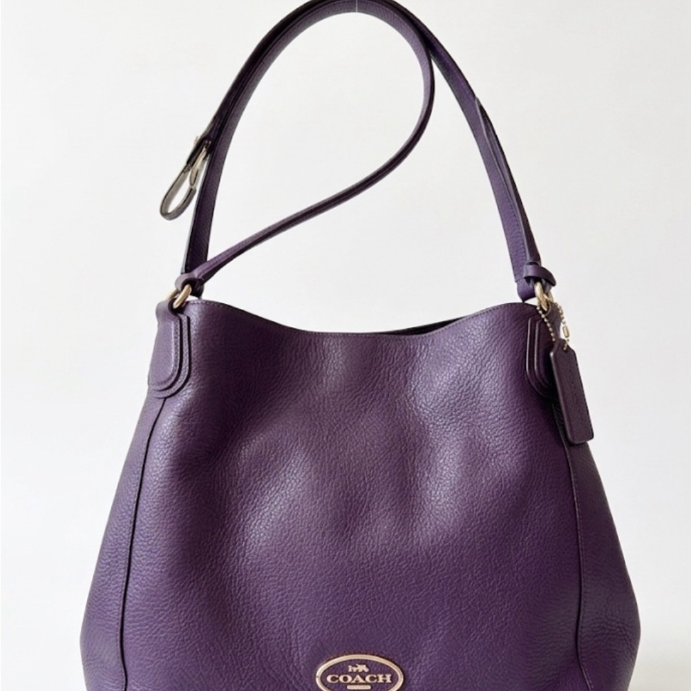 Coach Purple Leather Shoulder Bag Edie